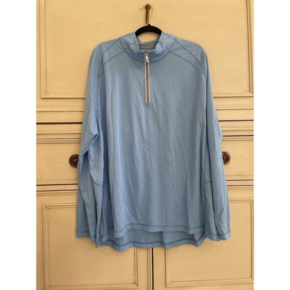Tommy‎ Bahama Firewall Performance 1/2 Zip Blue Mock Neck XXL - Picture 1 of 8